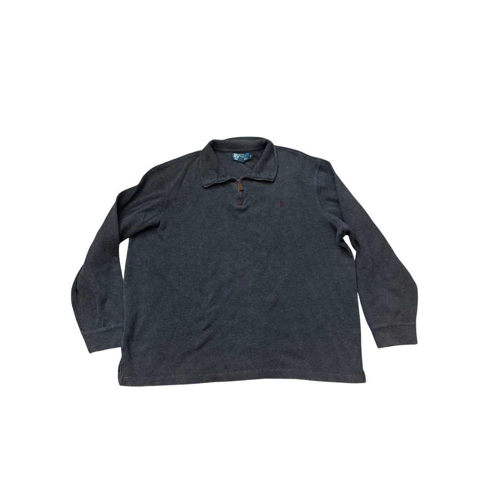 Polo Ralph Lauren Mens XXL Charcoal Grey 1/4 Zip Cotton Pullover Sweater